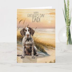 Deutscher Pointer-Hund Sonnenuntergang Strand Vate Feiertagskarte