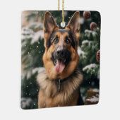 Deutscher Schäfer im Schnee Keramikornament (Rechts)