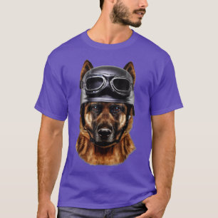 Deutscher Schäferfahrer in Motorradhelm T-Shirt
