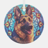Deutscher Schäferhund 2 festgehalten Ornament Aus Glas (Vorderseite)