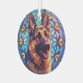Deutscher Schäferhund 2 festgehalten Ornament Aus Glas (Vorderseite links)