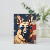 Deutscher Schäferhund 4. Juli Unabhängigkeitstag Postkarte (Stehend Vorderseite)
