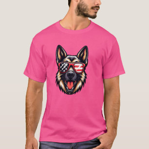 Deutscher Schäferhund 4. Juli US-Flagge Patriotisc T-Shirt
