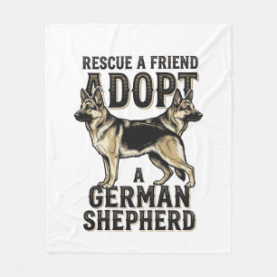 Deutscher Schäferhund Adoption Vintage Rettungshun Fleecedecke