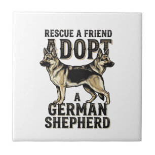 Deutscher Schäferhund Adoption Vintage Rettungshun Fliese