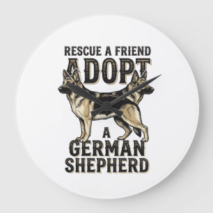 Deutscher Schäferhund Adoption Vintage Rettungshun Große Wanduhr