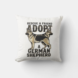 Deutscher Schäferhund Adoption Vintage Rettungshun Kissen