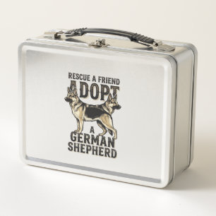 Deutscher Schäferhund Adoption Vintage Rettungshun Metall Brotdose