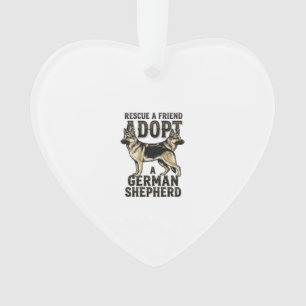 Deutscher Schäferhund Adoption Vintage Rettungshun Ornament