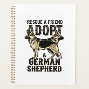 Deutscher Schäferhund Adoption Vintage Rettungshun Planer