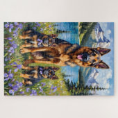 Deutscher Schäferhund Alpine Iris Kunst Puzzle (Horizontal)