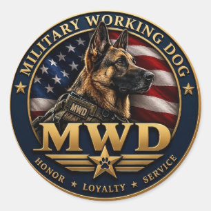 Deutscher Schäferhund als Militärhund Runder Aufkleber