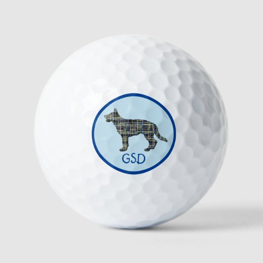 Deutscher Schäferhund Alsatian Hund Silhouette Gri Golfball (Vorderseite)