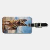 Deutscher Schäferhund am Strand Gepäckanhänger (Vorderseite horizontal)