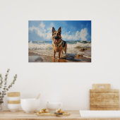Deutscher Schäferhund am Strand Poster (Küche)