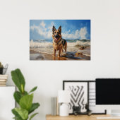 Deutscher Schäferhund am Strand Poster (Heimbüro)