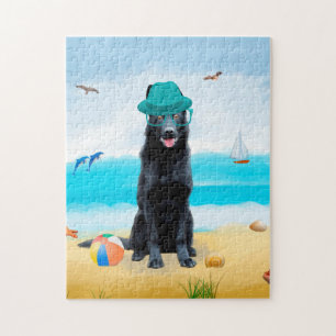 Deutscher Schäferhund am Strand Puzzle
