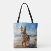 Deutscher Schäferhund am Strand Tasche (Rückseite)