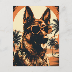 Deutscher Schäferhund am tropischen Strand bei Son Postkarte