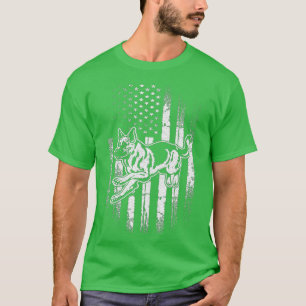 Deutscher Schäferhund AMERICAN FLAG Patriotic Dog T-Shirt