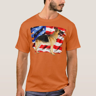 Deutscher Schäferhund, amerikanische Flagge, 4. Ju T-Shirt