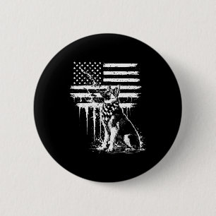 Deutscher Schäferhund amerikanische Flagge 4. Juli Button
