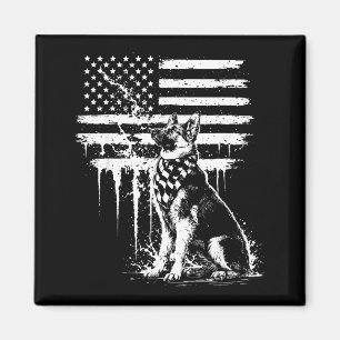 Deutscher Schäferhund amerikanische Flagge 4. Juli Magnet