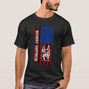 Deutscher Schäferhund Amerikanische Flagge Schutzh T-Shirt