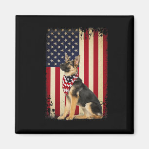 Deutscher Schäferhund Amerikanische Flagge Shirt U Magnet