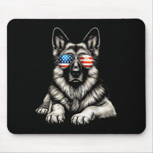 Deutscher Schäferhund Amerikanische Flagge Sungles Mousepad