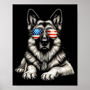 Deutscher Schäferhund Amerikanische Flagge Sungles Poster