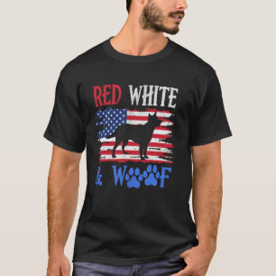 Deutscher Schäferhund Amerikanische Flagge USA Rot T-Shirt