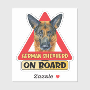 Deutscher Schäferhund an Bord des Rotdreieck-Verke Aufkleber