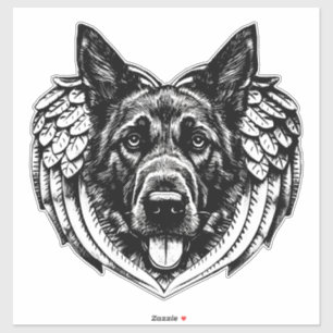 Deutscher Schäferhund Angel Hundeleiter Kunstbeisp Aufkleber