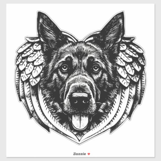 Deutscher Schäferhund Angel Hundeleiter Kunstbeisp Aufkleber (Blatt)