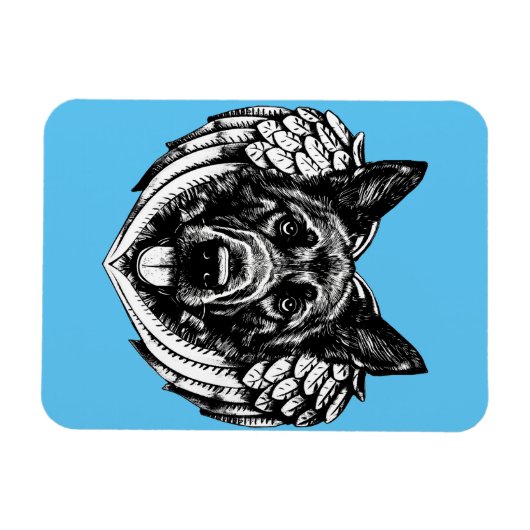 Deutscher Schäferhund Angel Hundeleiter Kunstbeisp Magnet (Horizontal)