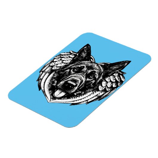 Deutscher Schäferhund Angel Hundeleiter Kunstbeisp Magnet (Linke Seite)