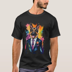 Deutscher Schäferhund-Anzug GSD Hund Bunt Lustiger T-Shirt
