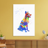 Deutscher Schäferhund, Aquarell Leinwanddruck (Insitu (Wohnzimmer))