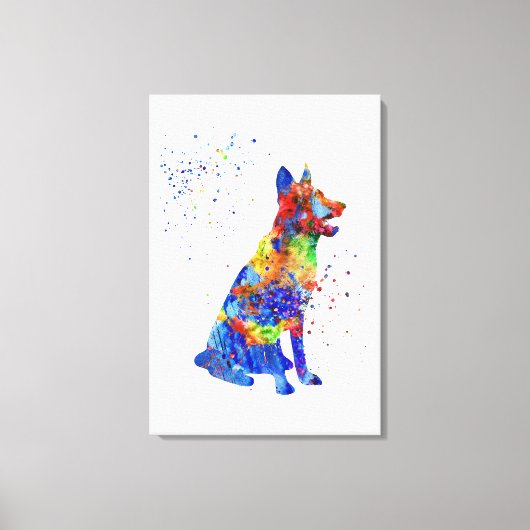 Deutscher Schäferhund, Aquarell Leinwanddruck (Vorderseite)