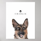 Deutscher Schäferhund Aquarellbilder Name des Hund Poster (Vorne)