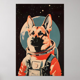 Deutscher Schäferhund Astronaut Poster, Deutscher Poster