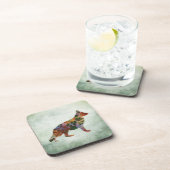 Deutscher Schäferhund auf Grün Getränkeuntersetzer (Rechte Seite)