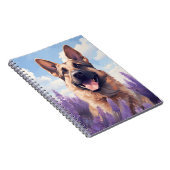 Deutscher Schäferhund auf Lavendelfeld Notizblock (Rechte Seite)