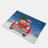 Deutscher Schäferhund Autofahrer in Schnee Weihnac Fußmatte (Schrägansicht)