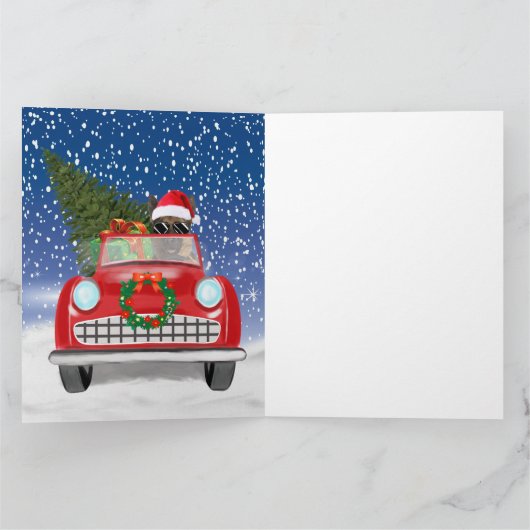 Deutscher Schäferhund Autofahrer in Schnee Weihnac Karte (Innenseite)