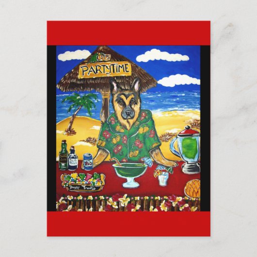Deutscher Schäferhund-Barkeeper Postkarte (Vorderseite)