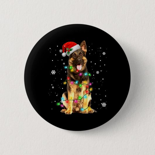 Deutscher Schäferhund Baum Weihnachtspullover Xmas Button (Vorderseite)