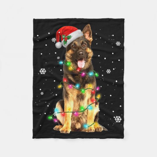 Deutscher Schäferhund Baum Weihnachtspullover Xmas Fleecedecke (Vorderseite)