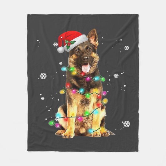 Deutscher Schäferhund Baum Weihnachtspullover Xmas Fleecedecke (Vorderseite)